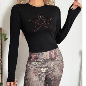 NWT Contemporary Rhinestone Star Pattern Top